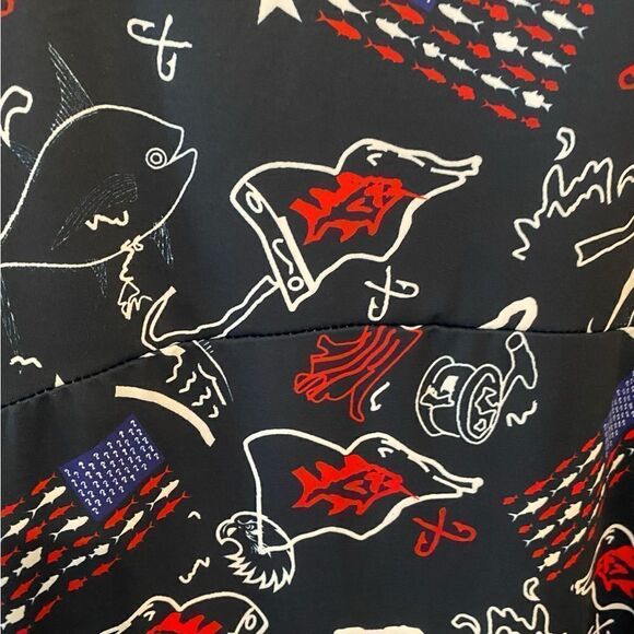 Magu Sz M Red White Blue Patriotic Fish Print Tank Style Vacation Dress - Picture 5 of 8